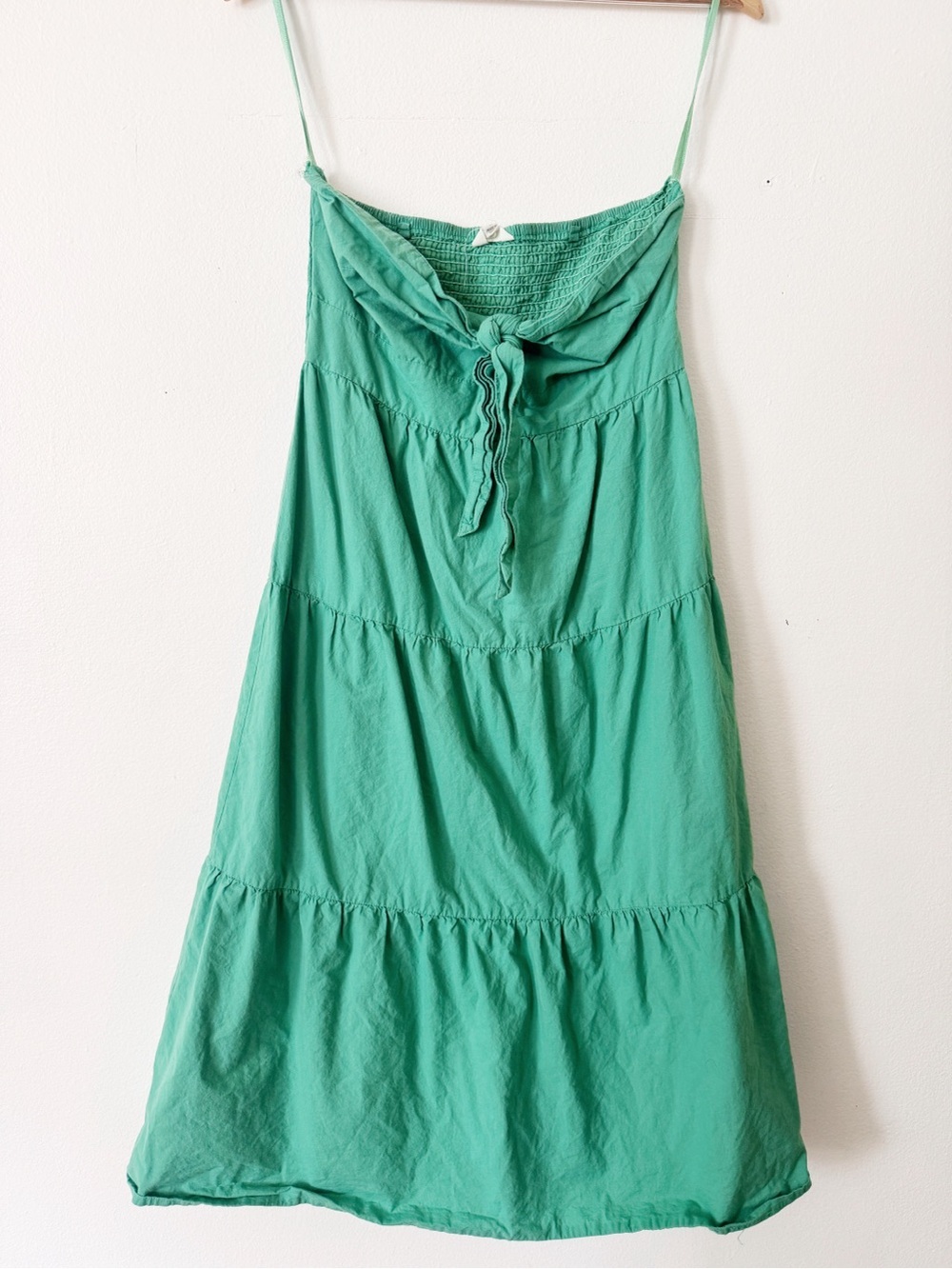 Sim & Sam Strapless Tiered Green Maxi Dress with Front Tie Large